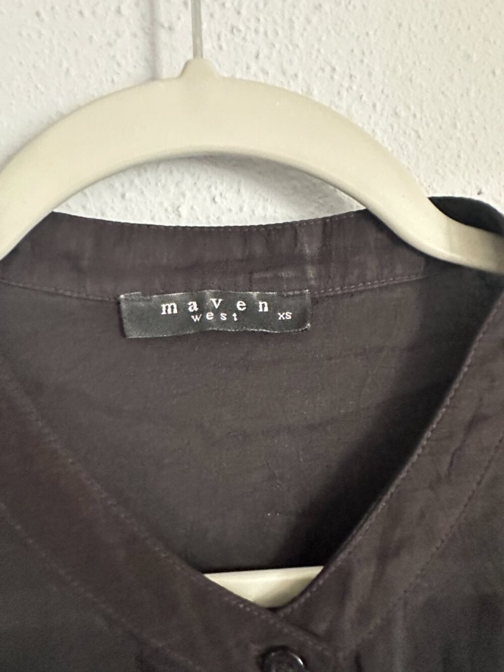 Maven West Black Cupro Blouse XS Sheer Button Front Lightweight Minimalist Shirt - Picture 3 of 8